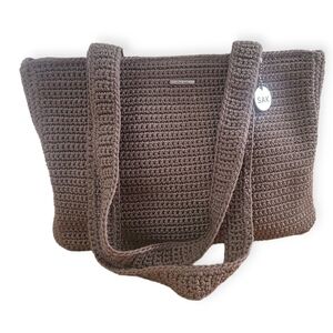 The Sak Taupe Crocheted Shoulder Bag | Boho Woven Tote